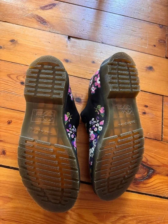 Dr. Martens Black Floral Mary Jane Double Buckle Shoes - Picture 7 of 8